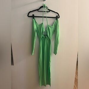 Finesse Green Ribbed Long-sleeve dress